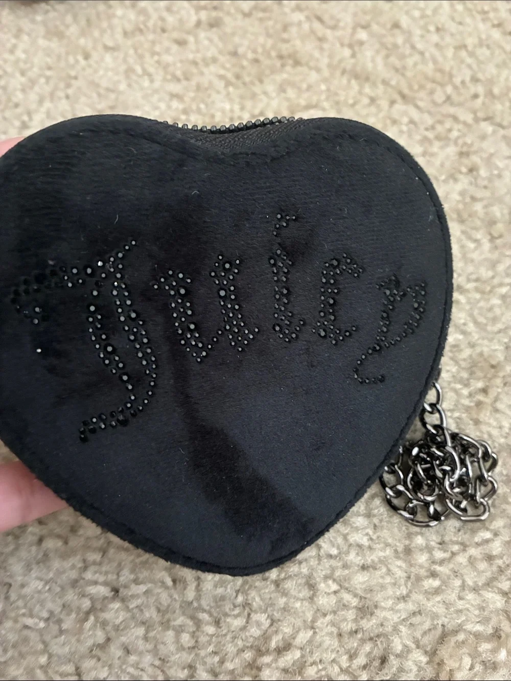 Juicy Couture Black Heart Wristlet with Studded Logo